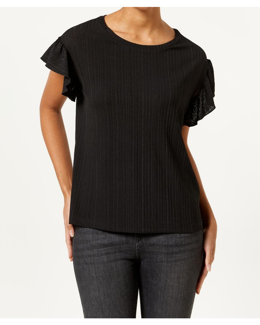 Strukturiertes T-Shirt schwarz