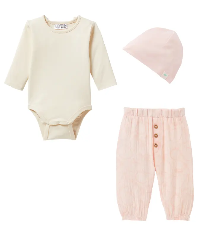 Newborn Mütze + Body + Musselin-Hose