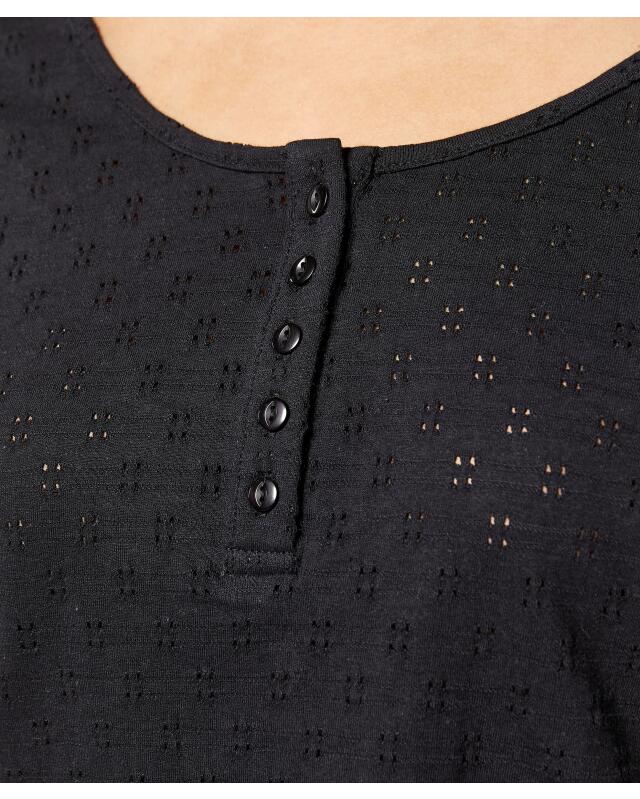 T-shirt à motif ajouré femme, noir (KiK T-Shirt mit Lochmuster (schwarz)) — KiK, produit allemand authentique au Maroc