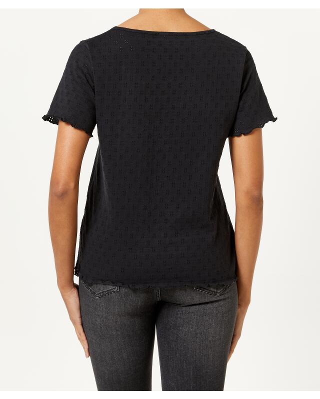 T-shirt à motif ajouré femme, noir (KiK T-Shirt mit Lochmuster (schwarz)) — KiK, produit allemand authentique au Maroc
