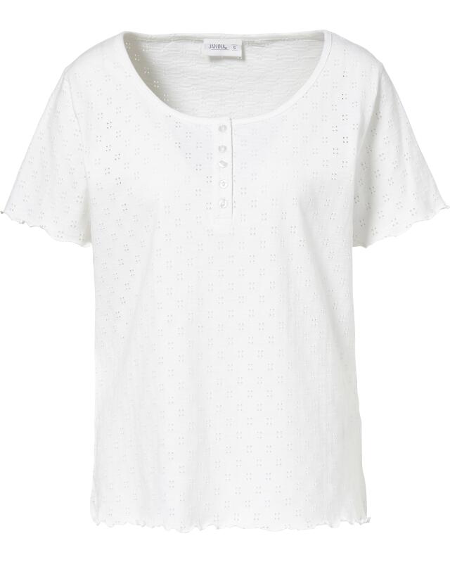 تيشيرت بنقشة مثقبة للنساء، أبيض (KiK T-Shirt mit Lochmuster (weiß)) — KiK, منتج ألماني أصلي في المغرب