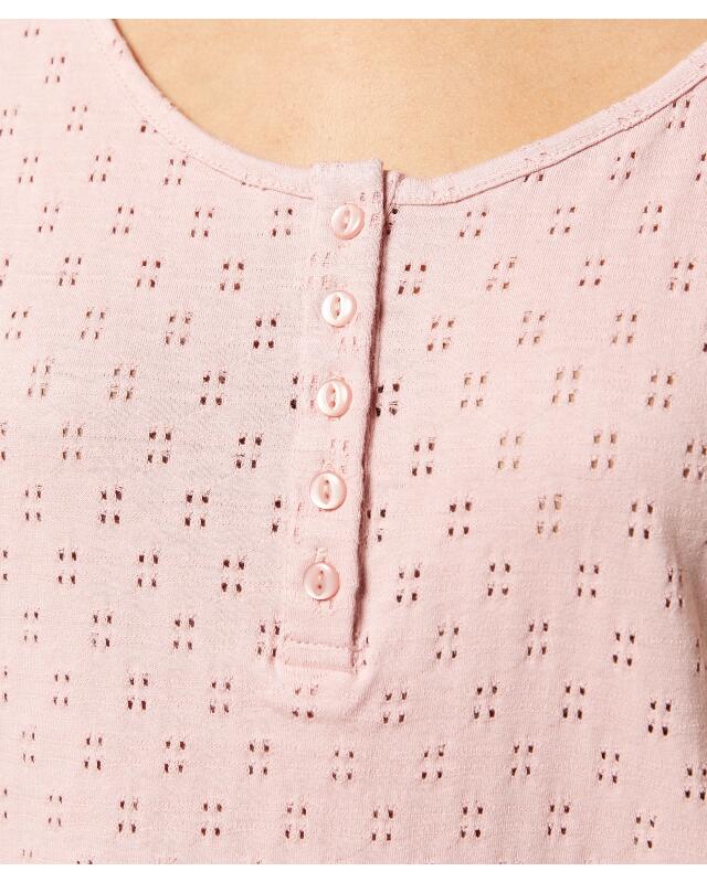 T-shirt à motif ajouré femme, rose foncé (KiK T-Shirt mit Lochmuster (dunkelrosa)) — KiK, produit allemand authentique au Maroc
