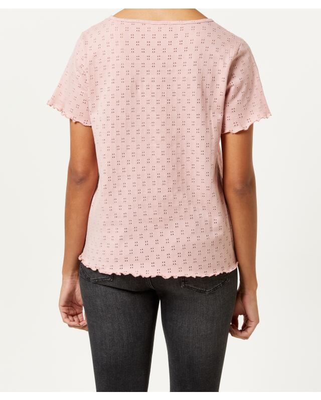 T-shirt à motif ajouré femme, rose foncé (KiK T-Shirt mit Lochmuster (dunkelrosa)) — KiK, produit allemand authentique au Maroc