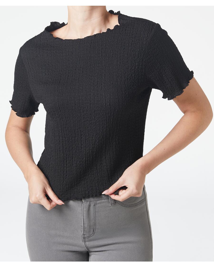 T-shirt van crêpe stof zwart