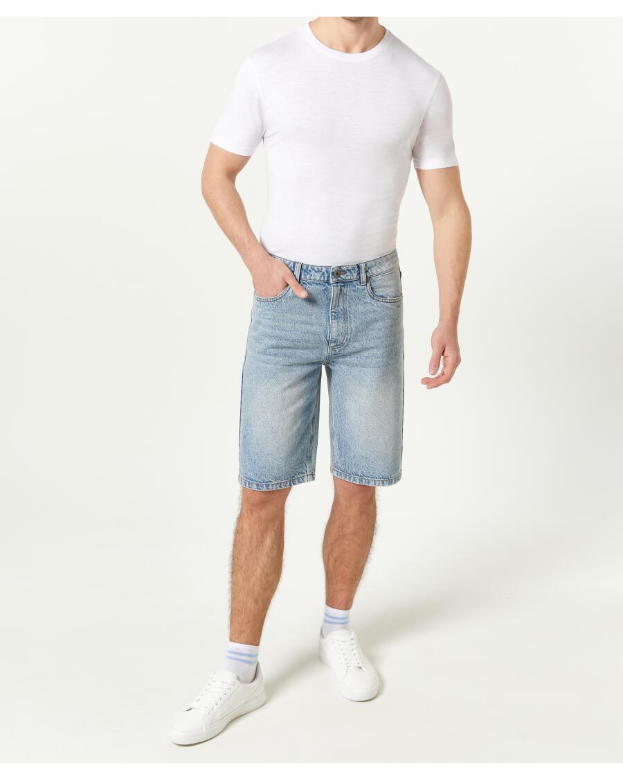 Jeans short stone washed licht denimblauw