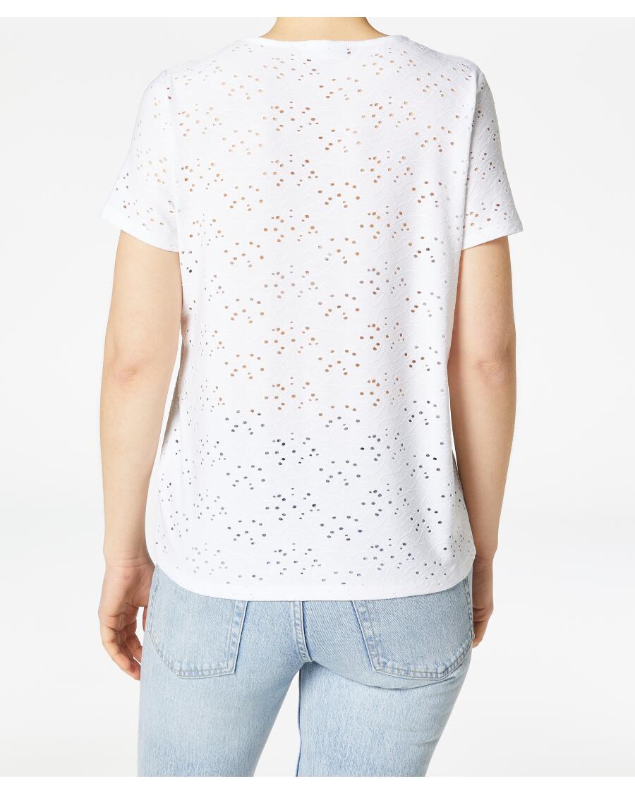 T-Shirt z ażurowym wzorem Janina, okrągły dekolt