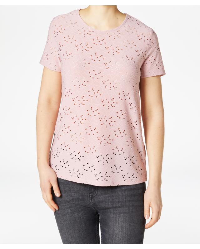 T-shirt à motif ajouré femme, rose foncé (KiK T-Shirt mit Lochmuster (dunkelrosa)) — KiK, produit allemand authentique au Maroc