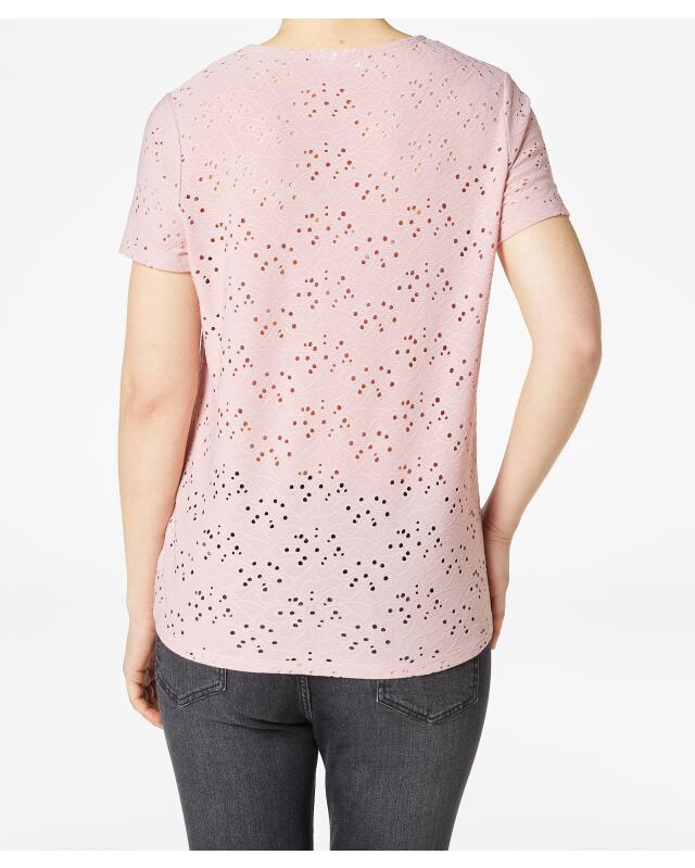 T-shirt à motif ajouré femme, rose foncé (KiK T-Shirt mit Lochmuster (dunkelrosa)) — KiK, produit allemand authentique au Maroc