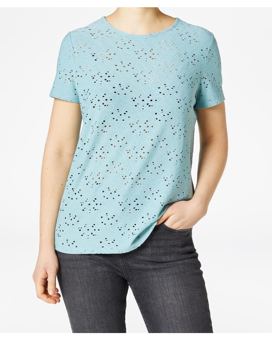 T-Shirt mit Lochmuster mintgrün