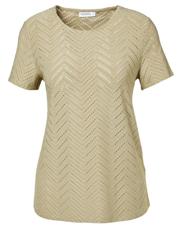T-shirt with perforated pattern for women, khaki (KiK T-Shirt mit Lochmuster (Khaki)) — KiK, authentic German product in Morocco