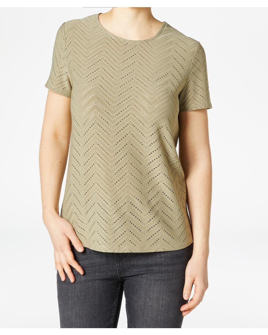 T-Shirt mit Lochmuster Khaki