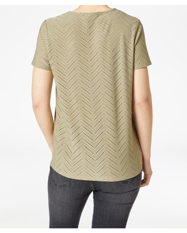 T-shirt with perforated pattern for women, khaki (KiK T-Shirt mit Lochmuster (Khaki)) — KiK, authentic German product in Morocco