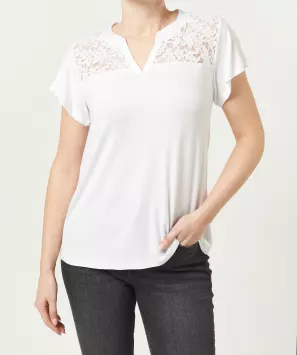 T-Shirt mit Spitzeneinsatz