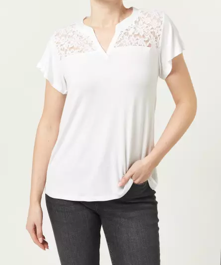 T-Shirt mit Spitzeneinsatz
