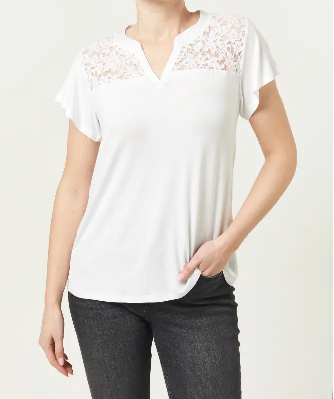 T-Shirt mit Spitzeneinsatz