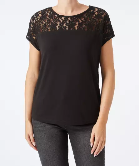 T-Shirt mit Spitzeneinsatz