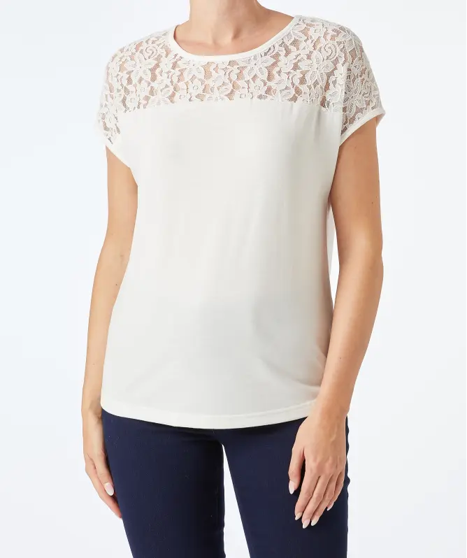 T-Shirt mit Spitzeneinsatz