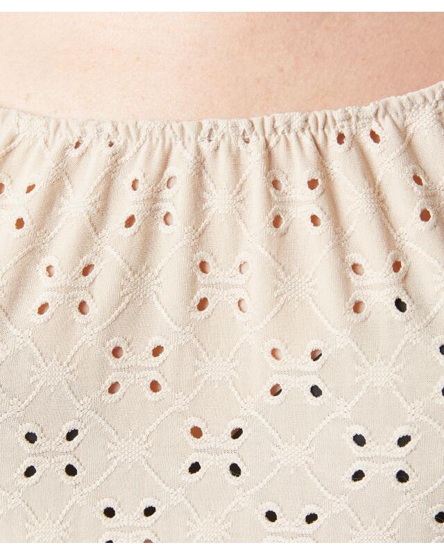 T-shirt à motif ajouré femme, marron clair (KiK T-Shirt mit Lochmuster (hellbraun)) — KiK, produit allemand authentique au Maroc