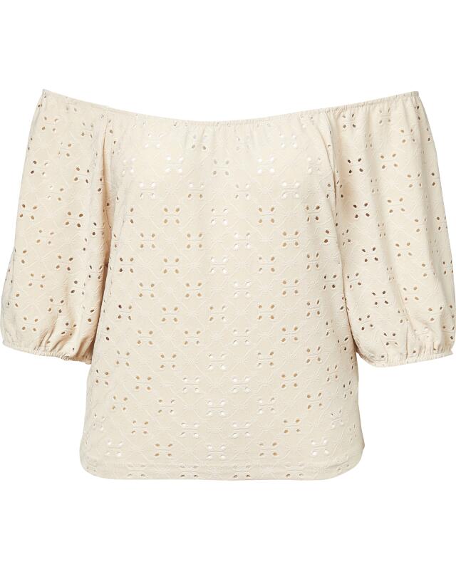 T-shirt à motif ajouré femme, marron clair (KiK T-Shirt mit Lochmuster (hellbraun)) — KiK, produit allemand authentique au Maroc