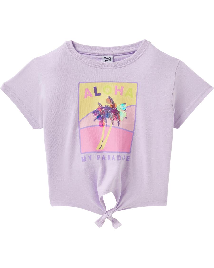 T-Shirt mit Knotendetail flieder