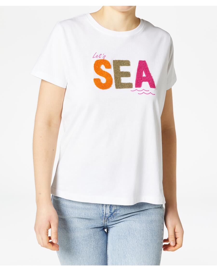 T-Shirt mit Schriftzug weiß