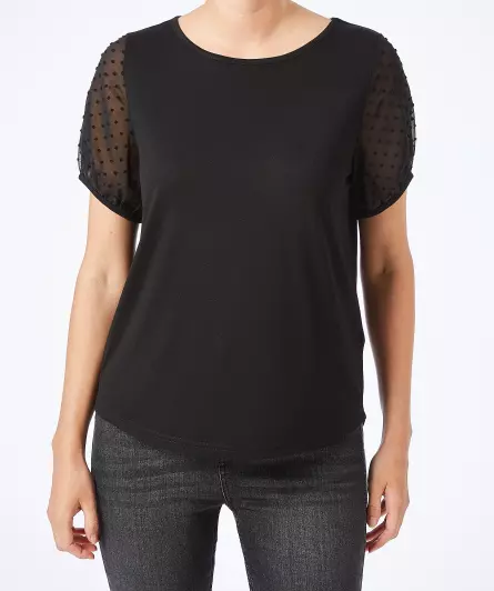 T-Shirt mit Chiffonärmeln