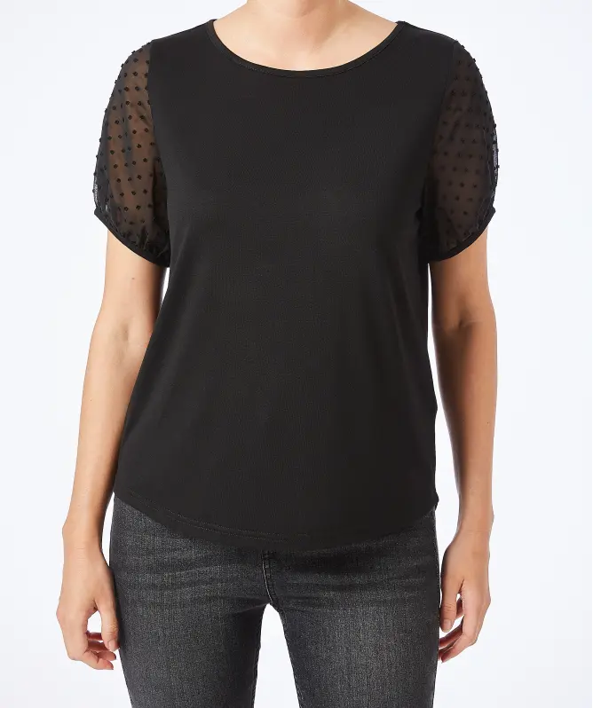 T-Shirt mit Chiffonärmeln