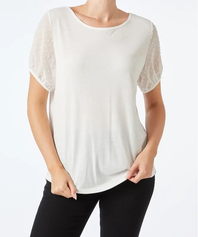 T-Shirt mit Chiffonärmeln