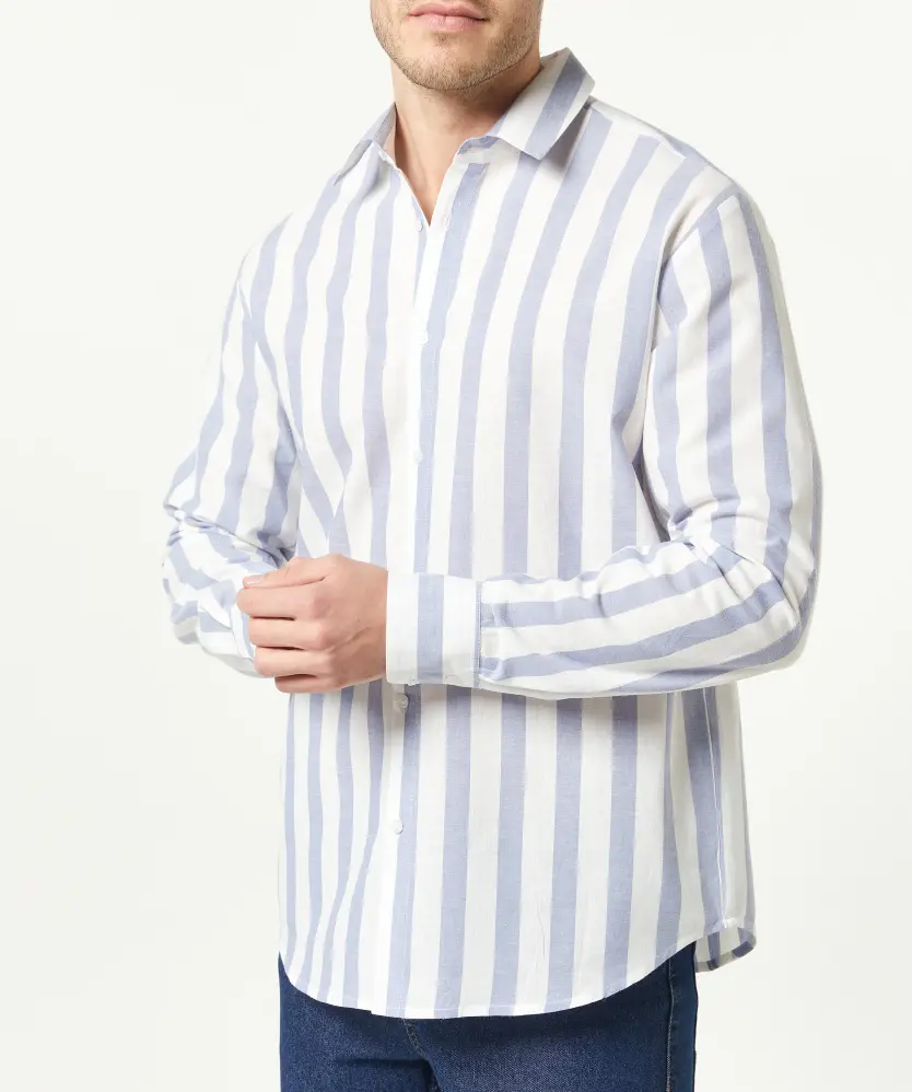 Shirt Blauw Wit Overhemd Gestreept Overhemd, Identic, Blauw/wit