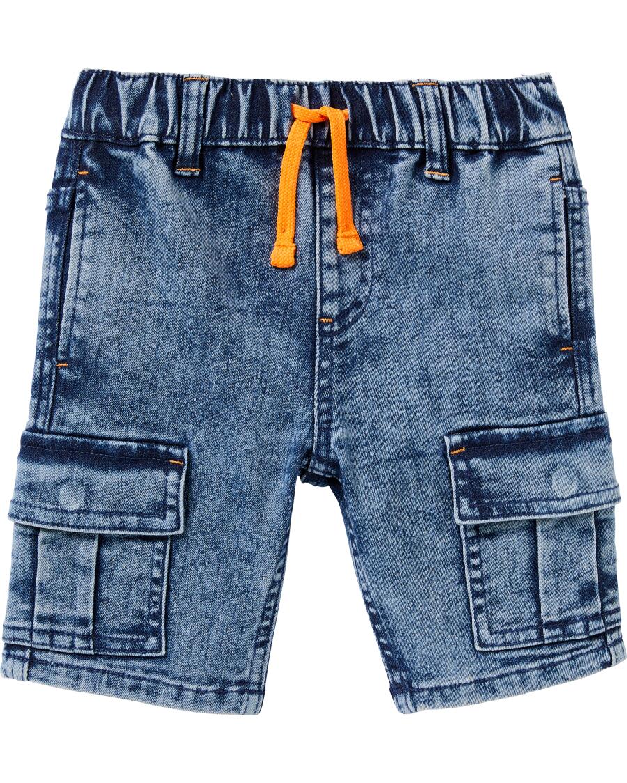 Jeans short stone washed denimblauw
