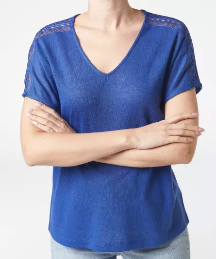 T-Shirt mit Häkelmuster