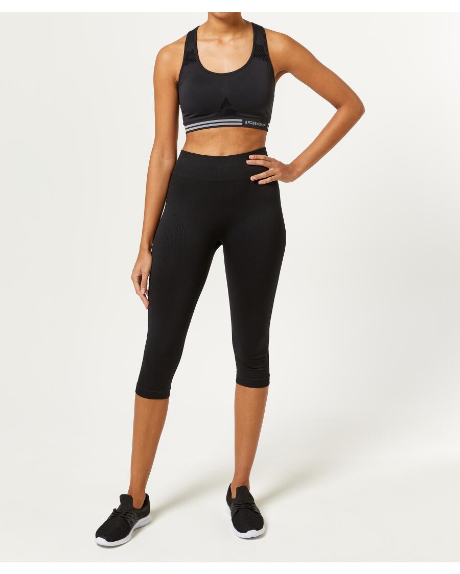 Sport-Leggings in Caprilänge schwarz