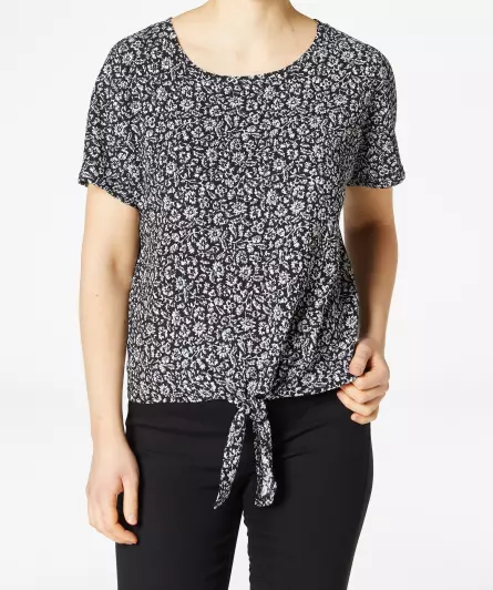 Blumenshirt mit Knotendetail