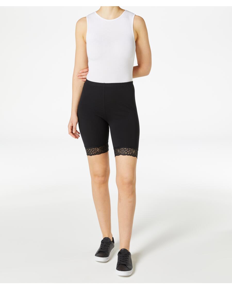 Radlerhose mit Spitze am Saum schwarz