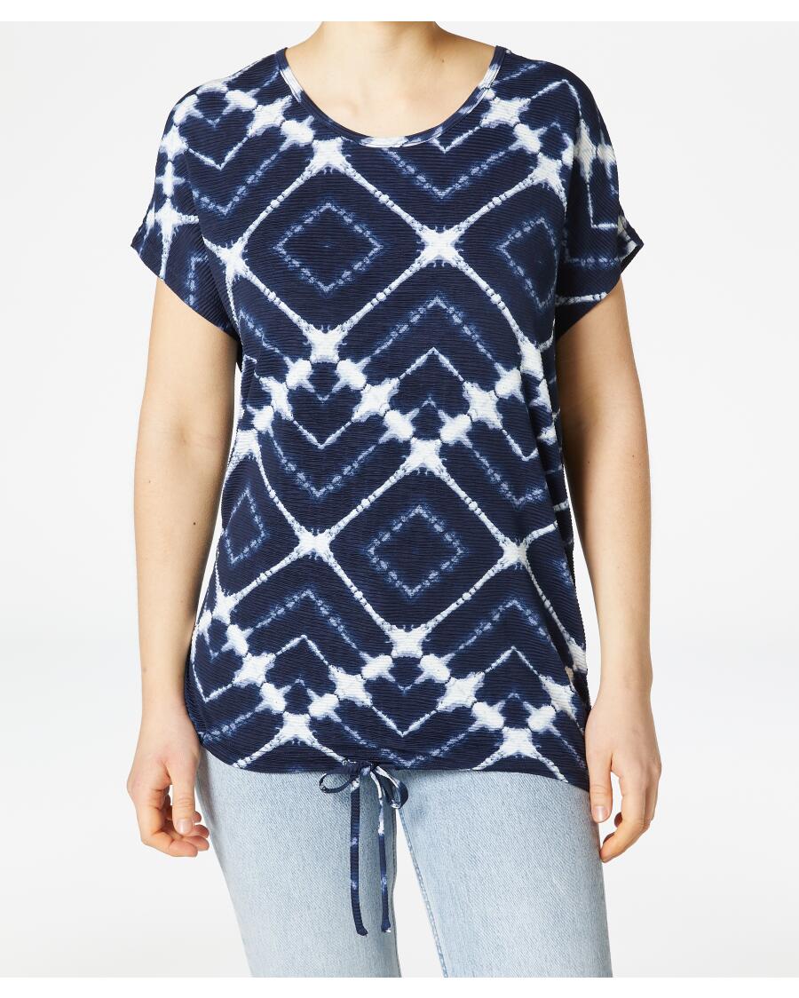T-Shirt mit Tunnelzug dunkelblau bedruckt