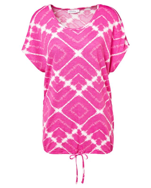 T-shirt à cordon de serrage femme, rose vif imprimé (KiK T-Shirt mit Tunnelzug (pink bedruckt)) — KiK, produit allemand authentique au Maroc