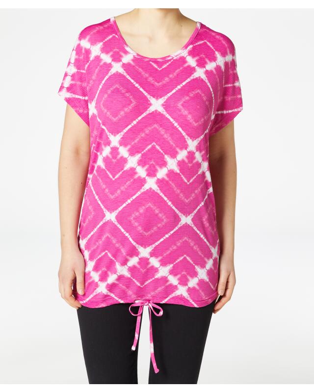 T-shirt à cordon de serrage femme, rose vif imprimé (KiK T-Shirt mit Tunnelzug (pink bedruckt)) — KiK, produit allemand authentique au Maroc