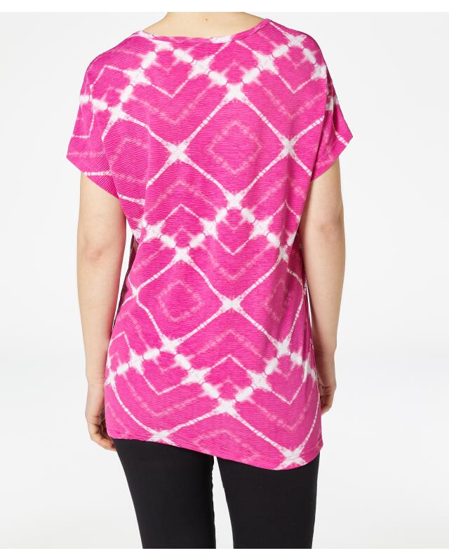T-shirt à cordon de serrage femme, rose vif imprimé (KiK T-Shirt mit Tunnelzug (pink bedruckt)) — KiK, produit allemand authentique au Maroc