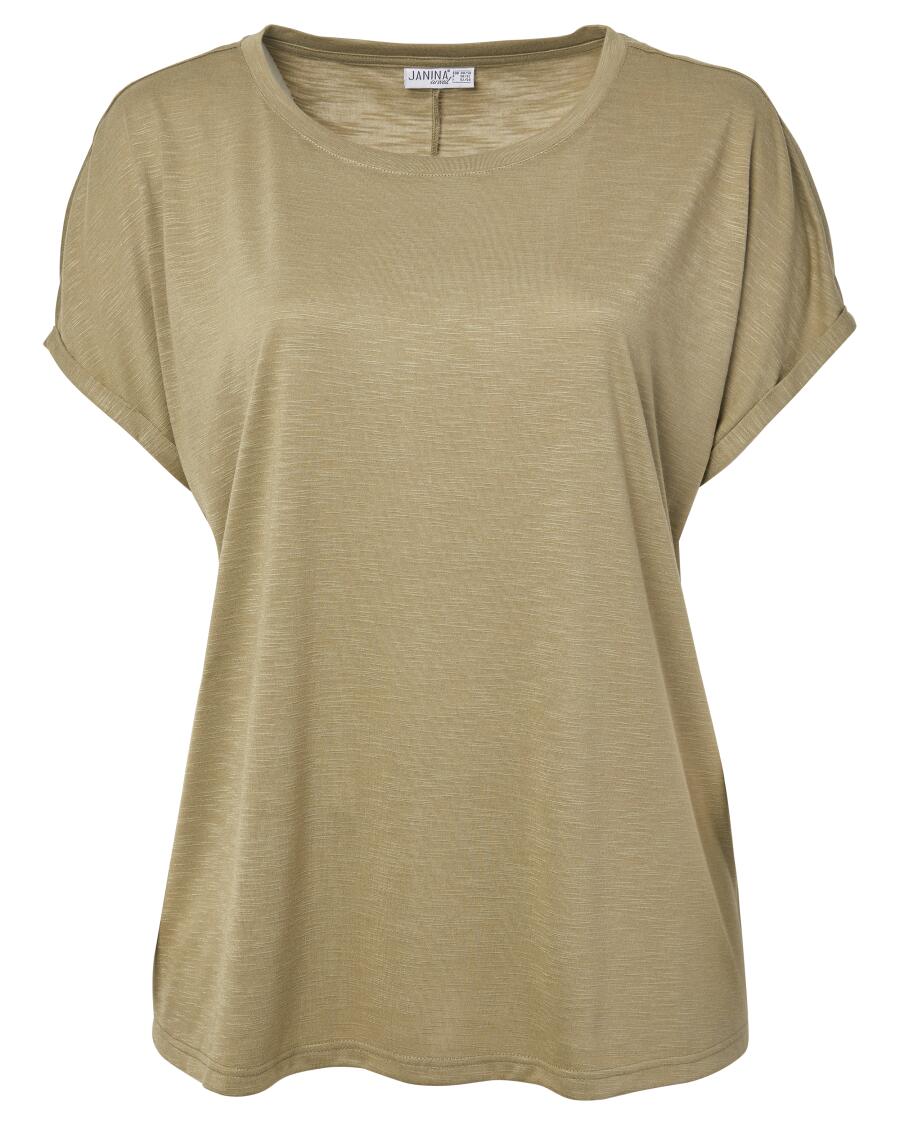 T-Shirt in Unifarbe Khaki