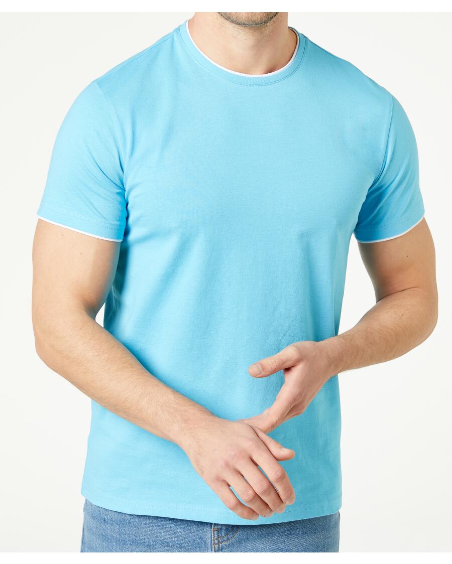 T-Shirt in 2-in-1-Optik aqua