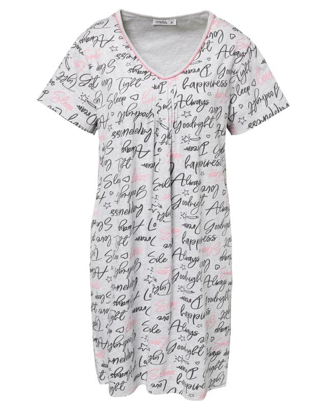 Nightshirt with piping for women, grey marl (KiK Bigshirt mit Biesen (grau melange)) — KiK, authentic German product in Morocco