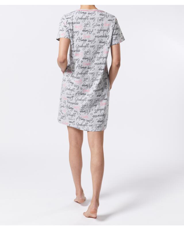 Nightshirt with piping for women, grey marl (KiK Bigshirt mit Biesen (grau melange)) — KiK, authentic German product in Morocco