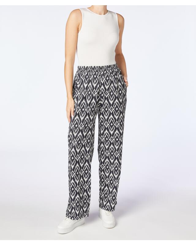 Pantalon palazzo effet froissé femme, bleu marine/blanc (KiK Palazzohose in Crinkleoptik (dunkelblau/weiß)) — KiK, produit allemand authentique au Maroc