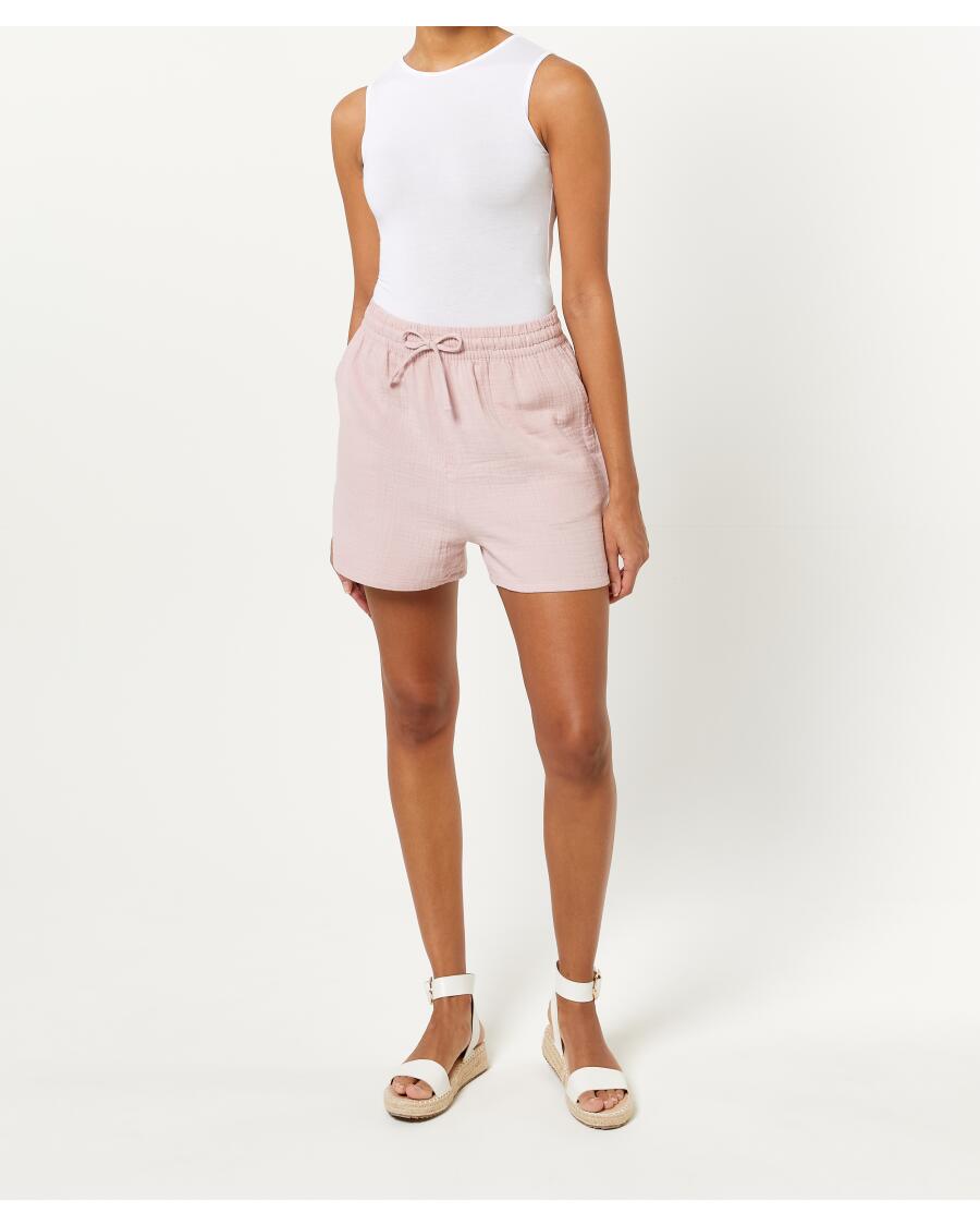 Musselin-Shorts dunkelrosa