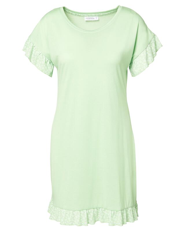 Chemise de nuit à volants femme, vert (KiK Bigshirt mit Rüschen (grün)) — KiK, produit allemand authentique au Maroc