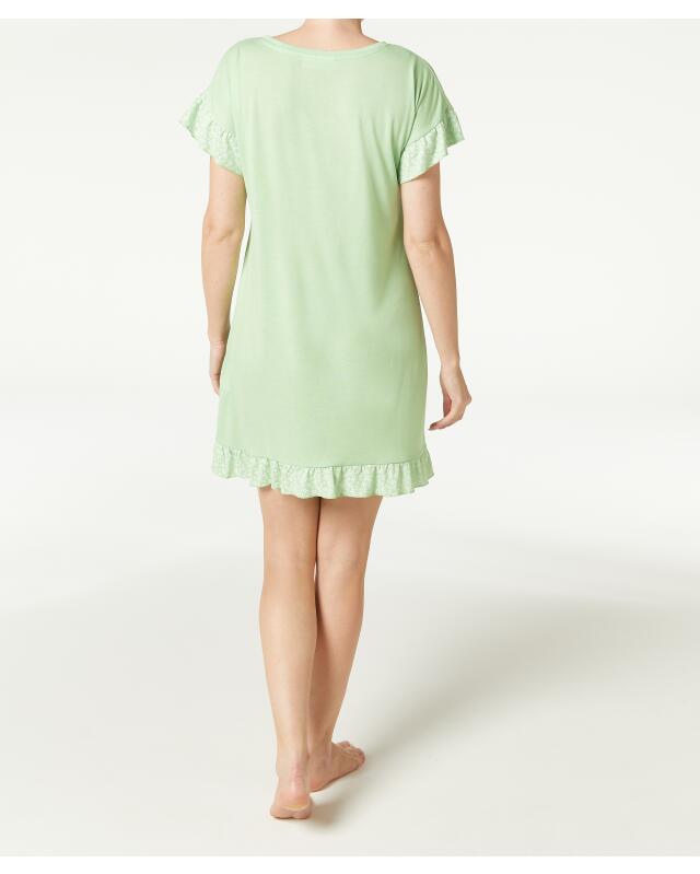 Chemise de nuit à volants femme, vert (KiK Bigshirt mit Rüschen (grün)) — KiK, produit allemand authentique au Maroc