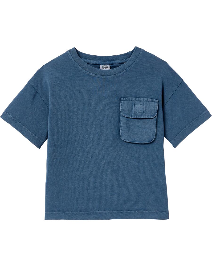 T-Shirt mit Brusttasche blau