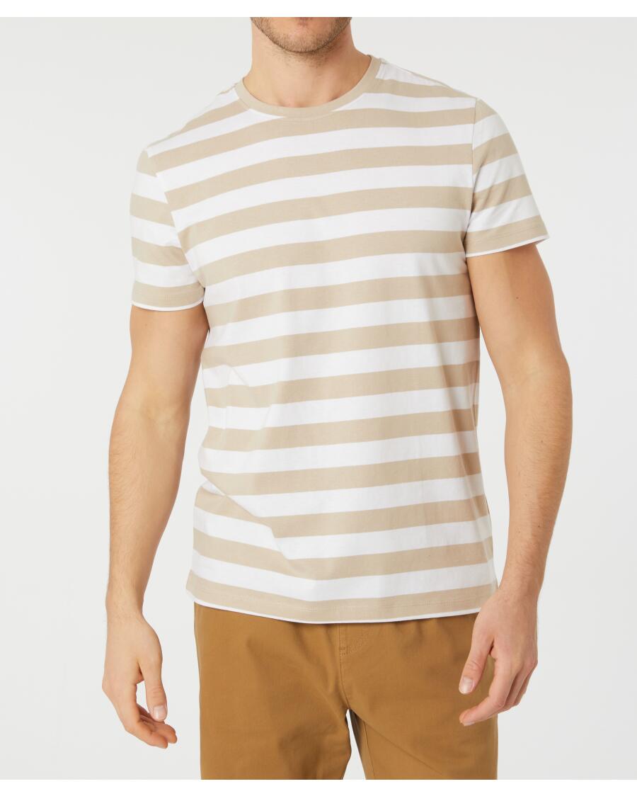 Gestreiftes T-Shirt weiß/beige