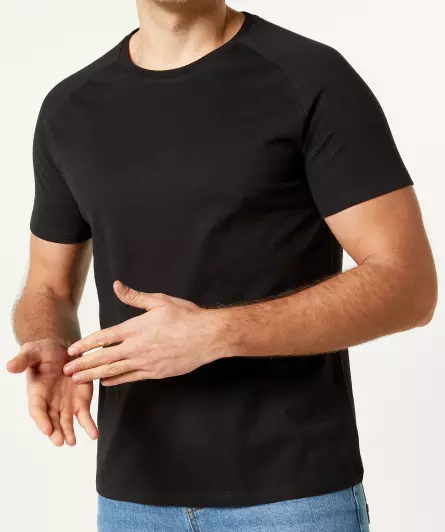 T-Shirt mit gerippten Ärmeln