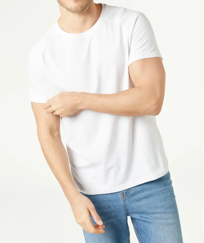 T-Shirt mit gerippten Ärmeln